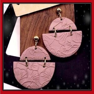 New Gold Romantic clay lavender lilac floral pastel abstract punk earrings